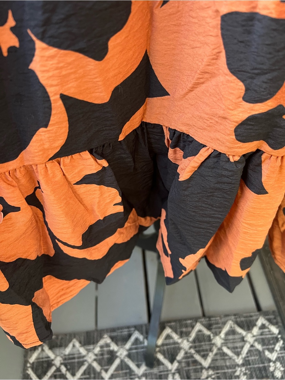 Nine West-Black and Orange Floral Babydoll Dress - Picture 3 of 9